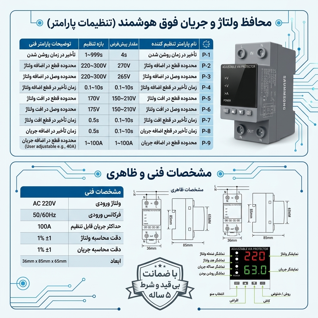 محافظ فوق هوشمند ولتاژ.جریان.فرکانس